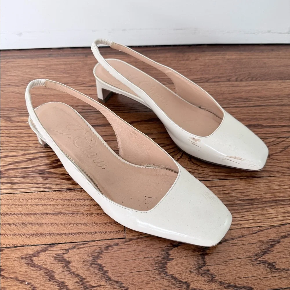 J. Crew Layla White Slingback Heels